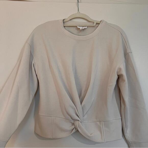 For The Republic Tops - For The Republic Cream Twist-Front Sweatshirt